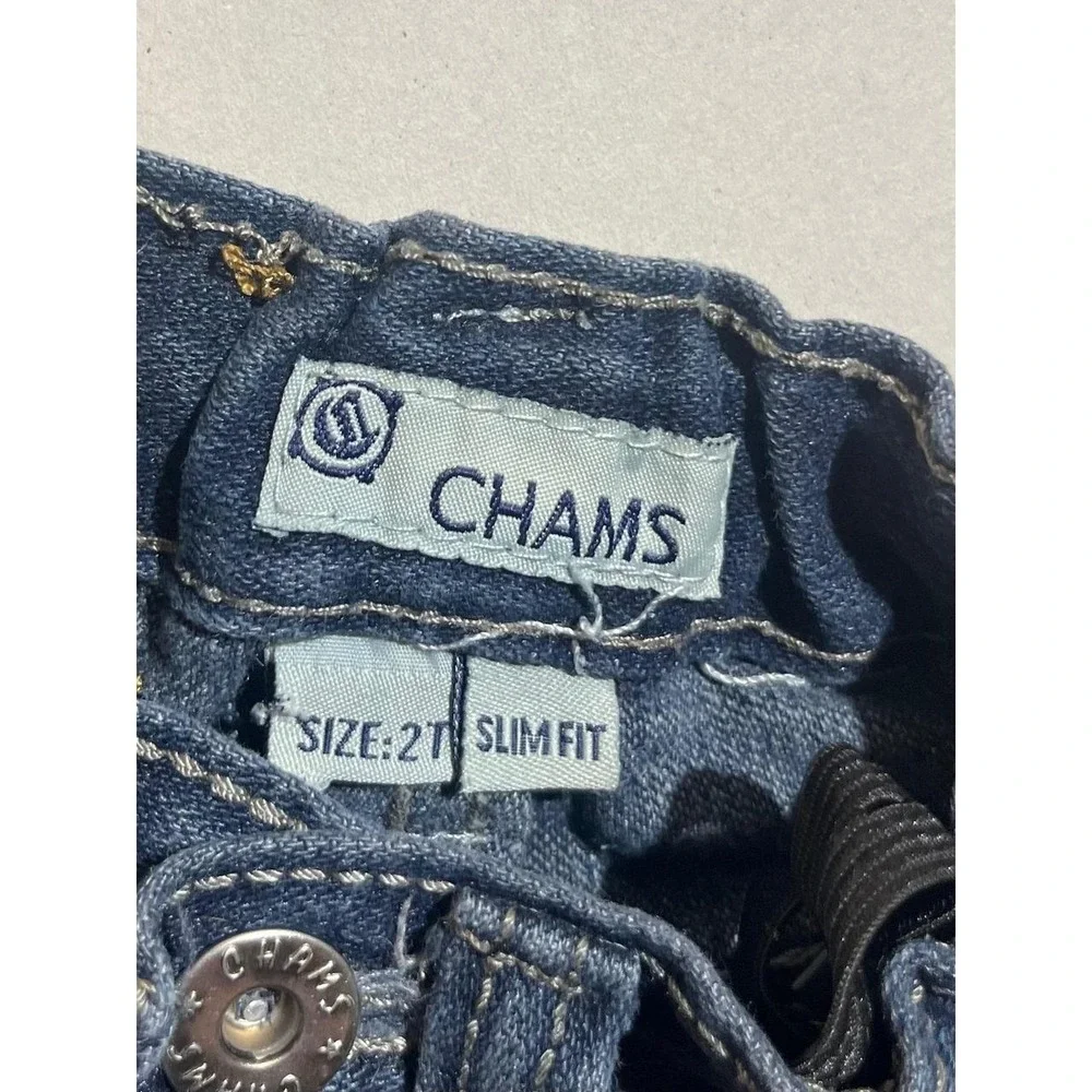 Chams Toddler Girls Dark Wash Slim Fit Denim Jeans Size 2T Embroidered Pockets